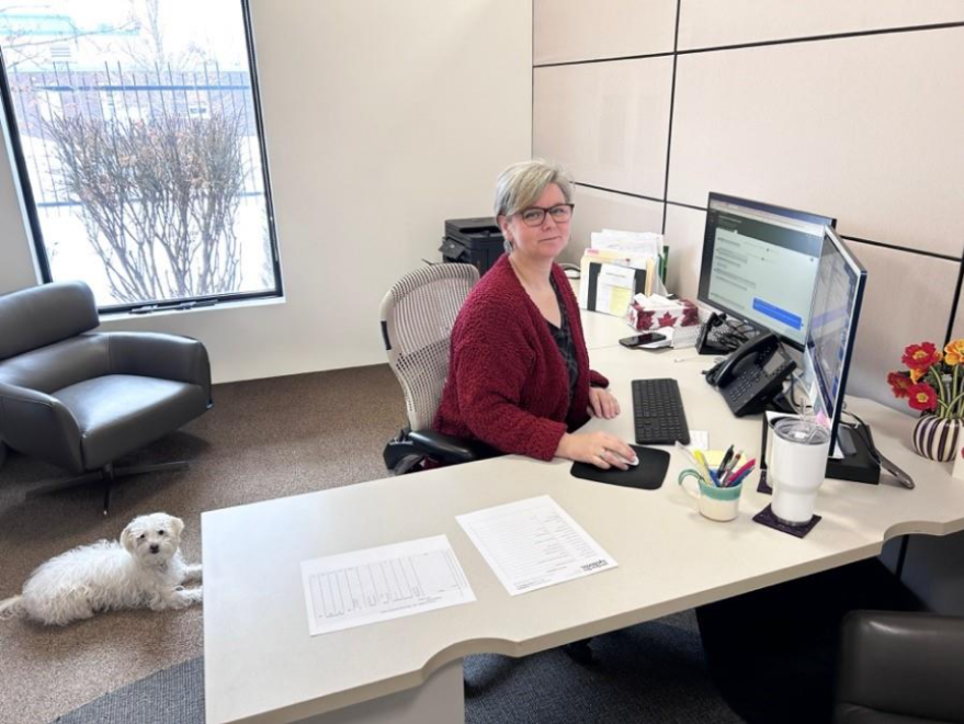 Window Film Systems team member working at desk in London office