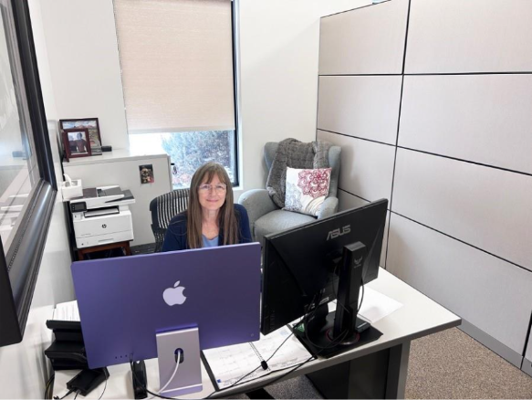 Employee using computer at Window Film Systems London, Ontario